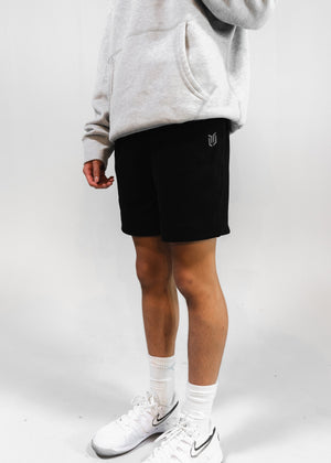 EMBOSSED LOGO BLACK JOGGER SHORTS