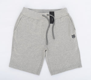 GREY EMBOSSED LOGO JOGGER SHORTS