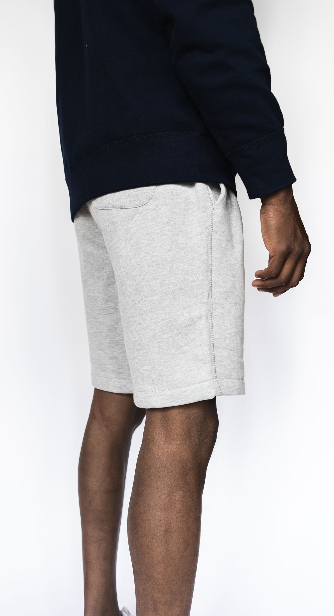 GREY EMBOSSED LOGO JOGGER SHORTS